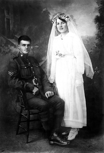 Cpl. Harold L. Bradford and his new wife, Margaret Davies